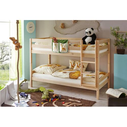 Ticaa Etagenbett TICAA „Marcel“ Etagenbetten Gr. B/H/L: 99 cm x 140 cm x 208 cm, kein Härtegrad, ohne Matratze, beige (natur, kiefer massiv natur) Baby Etagenbett Kinderbett Kinder-Einzelbett Etagenbetten mit Rollrost, Kiefer