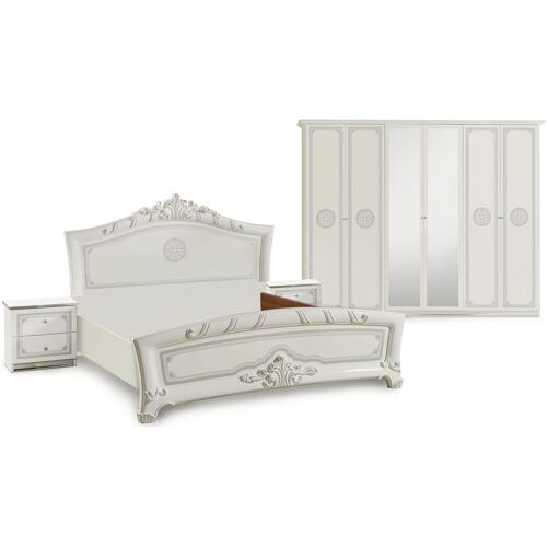 Inosign Schlafzimmer-Set INOSIGN „GRETA“ Schlafzimmermöbel-Sets weiß (weiß, silber) Komplett Schlafzimmer