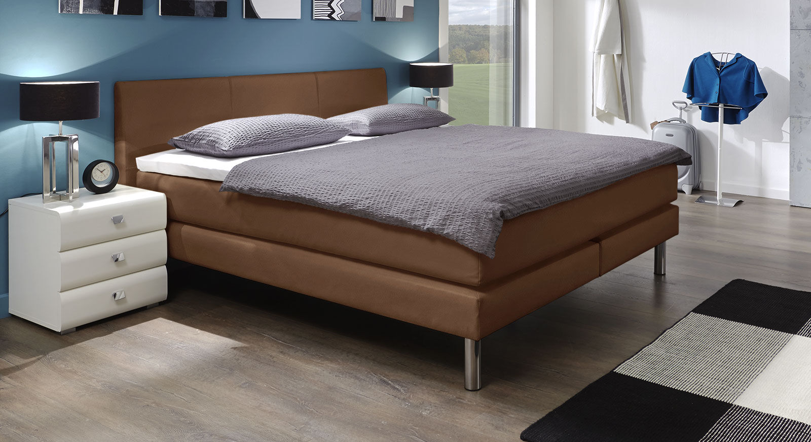 Hasena Boxspringbett Asturina Boxspringbett 90x200 cm braun XXL  - H3 bis 120kg