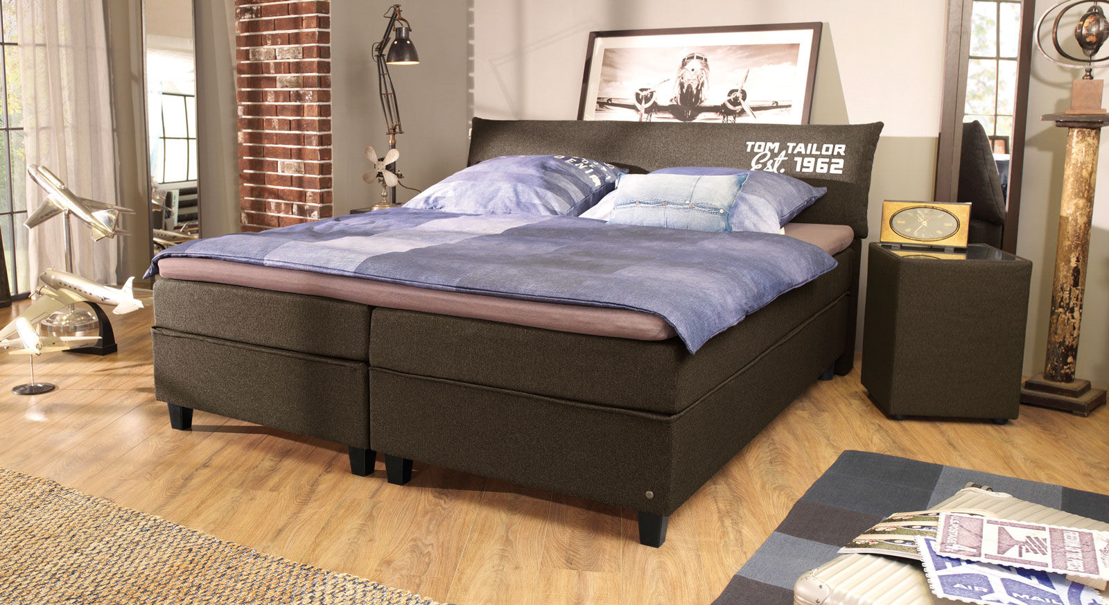 ADA Boxspringbett Tom Tailor Color Boxspringbett 90x200 cm anthrazit XXL  - H3 bis 120kg