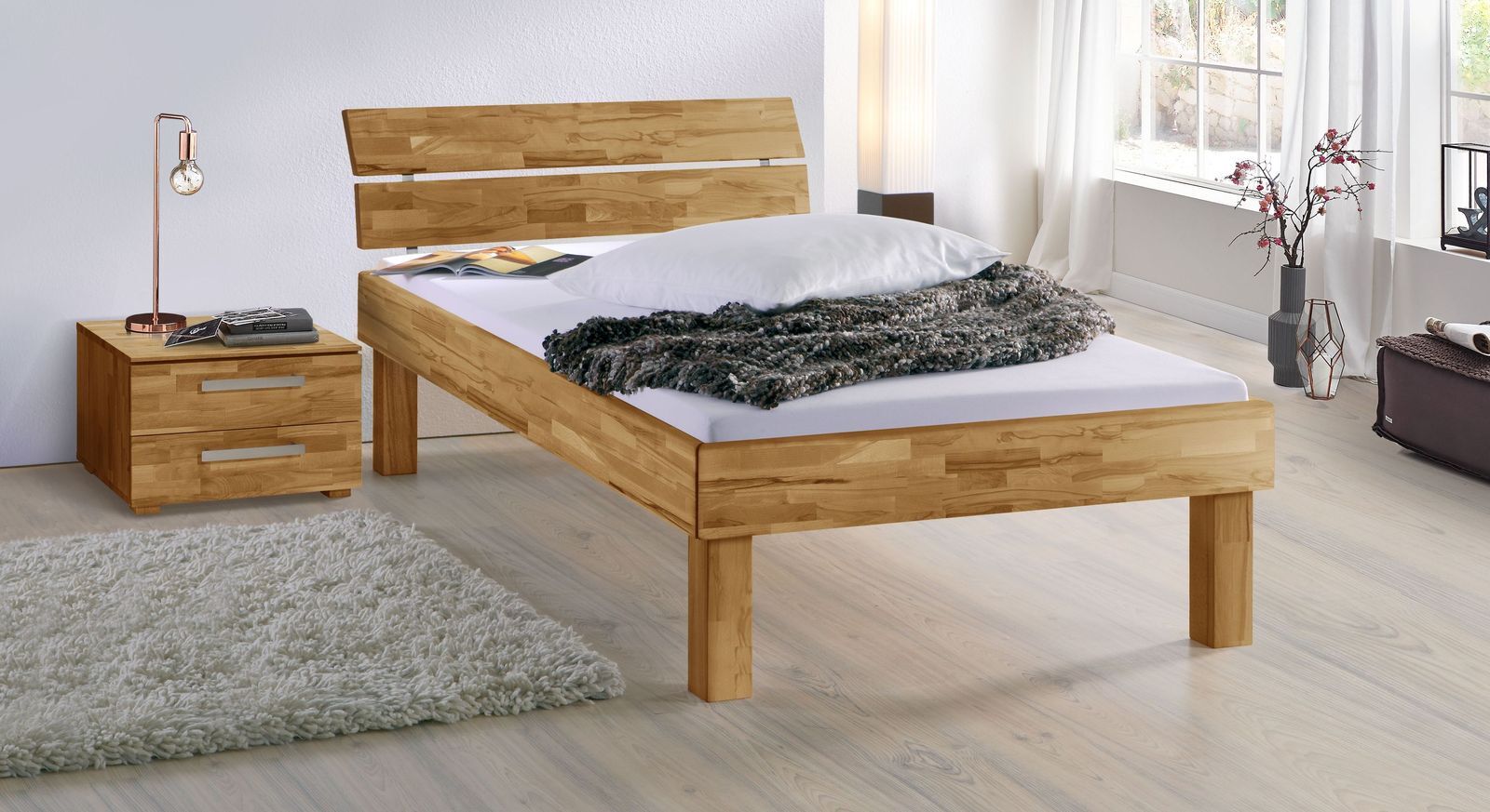 Hasena Bett Madrid Komfort Komfortbett 90x200 cm Kernbuche natur