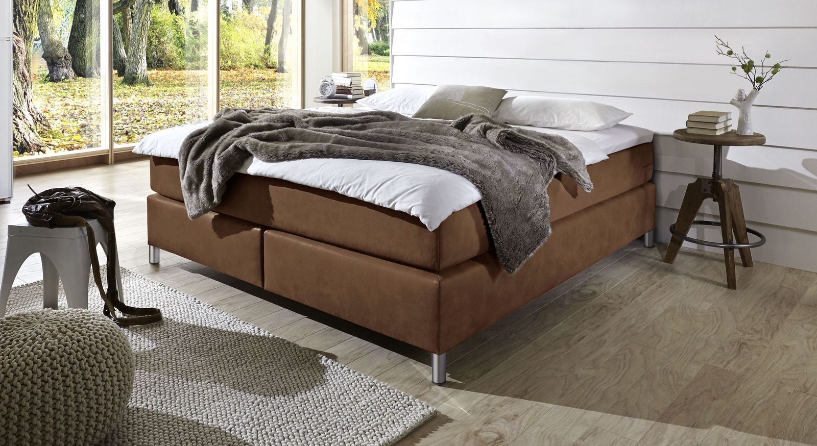 Hasena Boxspringliege Zamora Boxspringbett 90x200 cm beige XXL  - H4 bis 150kg