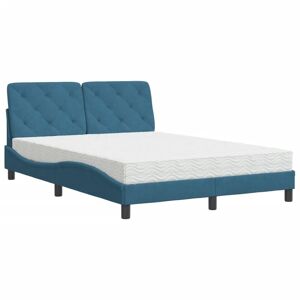 vidaXL seng med madras 120x200 cm velour blå