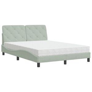 vidaXL seng med madras 120x200 cm velour lysegrå