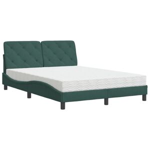 vidaXL seng med madras 120x200 cm velour mørkegrøn
