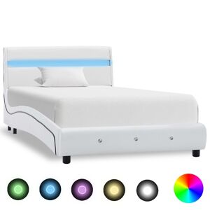 vidaXL sengestel 90x200 cm LED kunstlæder hvid