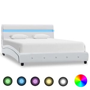 vidaXL sengestel med LED 120x200 cm kunstlæder hvid