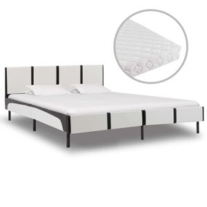 vidaXL seng med madras 140 x 200 cm hvid og sort kunstlæder