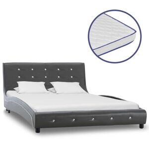 vidaXL seng med madras i memoryskum 120 x 200 cm kunstlæder grå
