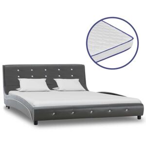vidaXL seng med madras i memoryskum 140 x 200 cm kunstlæder grå