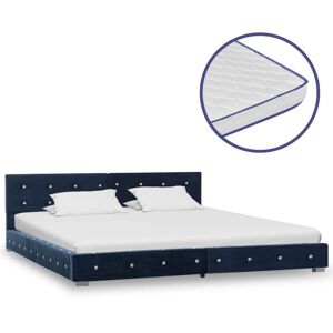 vidaXL seng med madras i memoryskum 160 x 200 cm blå fløjl