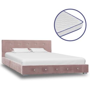 vidaXL seng med madras i memoryskum 120 x 200 cm pink fløjl