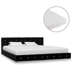 vidaXL seng med madras 160 x 200 cm sort fløjl