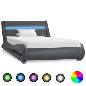 vidaXL sengestel med LED 100x200 cm kunstlæder grå