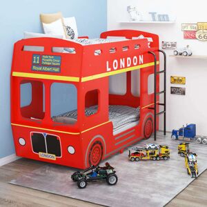 vidaXL køjeseng 90x200 cm London Bus MDF rød