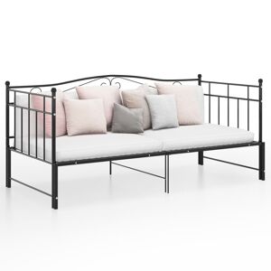 vidaXL sengestel til udtræksseng 90x200 cm metal sort