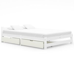 vidaXL sengestel med 2 skuffer 140x200 cm massivt fyrretræ hvid