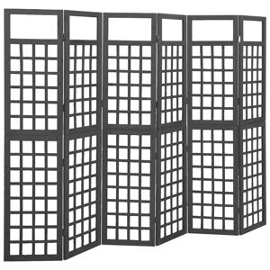 vidaXL 6-panels rumdeler/espalier 242,5x180 cm massivt fyrretræ sort