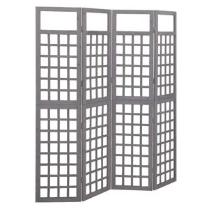 vidaXL 4-panels rumdeler/espalier 161x180 cm massivt fyrretræ grå