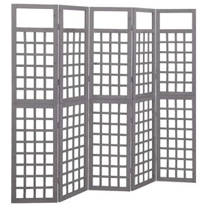 vidaXL 5-panels rumdeler/espalier 201,5x180 cm massivt fyrretræ grå