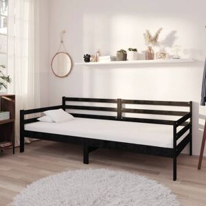 vidaXL daybed 90x200 cm massivt fyrretræ sort