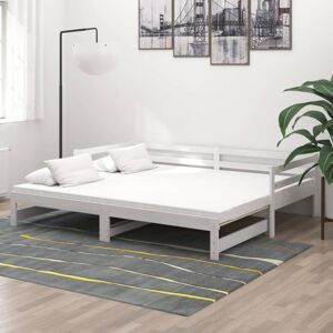 vidaXL daybed med udtræk 2x(90x200) cm massivt fyrretræ hvid