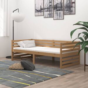 vidaXL daybed med madras 90x200 cm massivt fyrretræ gyldenbrun