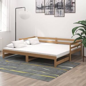 vidaXL daybed med udtræk 2x(90x200) cm massivt fyrretræ gyldenbrun