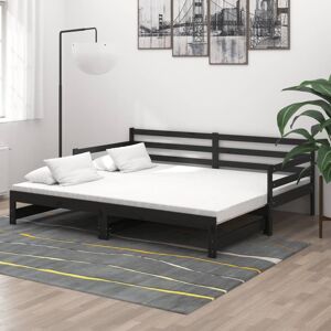 vidaXL daybed med udtræk 2x(90x200) cm massivt fyrretræ sort