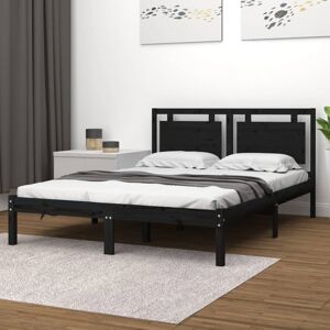 vidaXL sengeramme 120x190 cm Small Double massivt træ sort