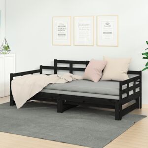 vidaXL daybed med udtræk 2x(80x200) cm massivt fyrretræ sort