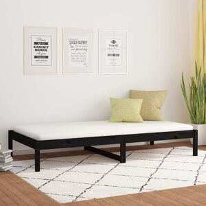 vidaXL daybed 90x190 cm Single massivt fyrretræ sort