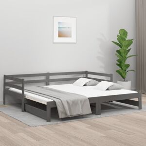 vidaXL daybed med udtræk 2x(80x200) cm massivt fyrretræ grå