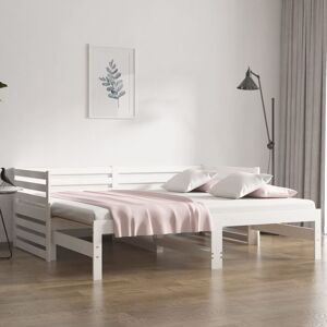 vidaXL daybed med udtræk 2x(80x200) cm massivt fyrretræ hvid