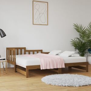 vidaXL daybed med udtræk 2x(90x190) cm massivt fyrretræ gyldenbrun