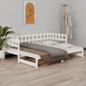 vidaXL daybed med udtræk 2x(90x190) cm massivt fyrretræ hvid