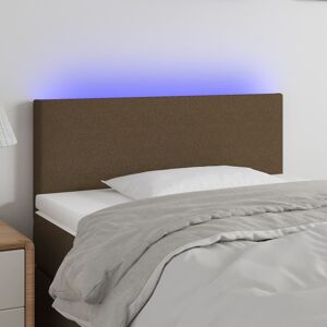 vidaXL sengegavl med LED-lys 90x5x78/88 cm stof mørkebrun