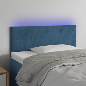 vidaXL sengegavl med LED-lys 100x5x78/88 cm fløjl mørkeblå