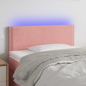 vidaXL sengegavl med LED-lys 80x5x78/88 cm velour lyserød