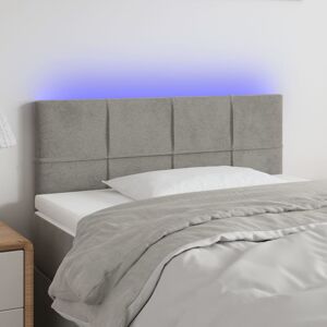 vidaXL sengegavl med LED-lys 100x5x78/88 cm fløjl lysegrå