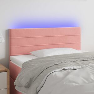 vidaXL sengegavl med LED-lys 80x5x78/88 cm velour lyserød