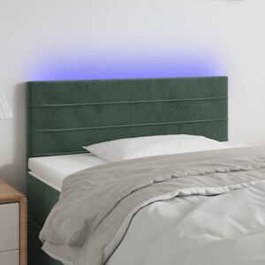 vidaXL sengegavl med LED-lys 90x5x78/88 cm fløjl mørkegrøn