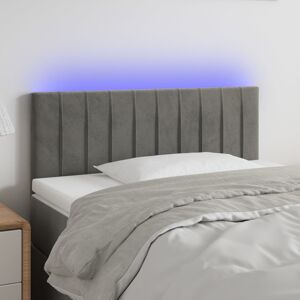 vidaXL sengegavl med LED-lys 90x5x78/88 cm fløjl lysegrå