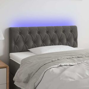 vidaXL sengegavl med LED-lys 100x7x78/88 cm velour mørkegrå