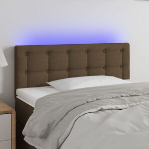 vidaXL sengegavl med LED-lys 90x5x78/88 cm stof mørkebrun
