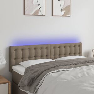 vidaXL sengegavl med LED-lys 144x5x78/88 cm stof gråbrun