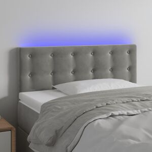 vidaXL sengegavl med LED-lys 80x5x78/88 cm velour lysegrå