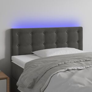 vidaXL sengegavl med LED-lys 90x5x78/88 cm fløjl mørkegrå