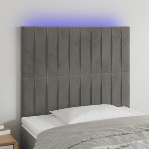 vidaXL sengegavl med LED-lys 100x5x118/128 cm fløjl lysegrå