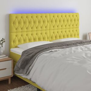 vidaXL sengegavl med LED-lys 200x7x118/128 cm stof grøn